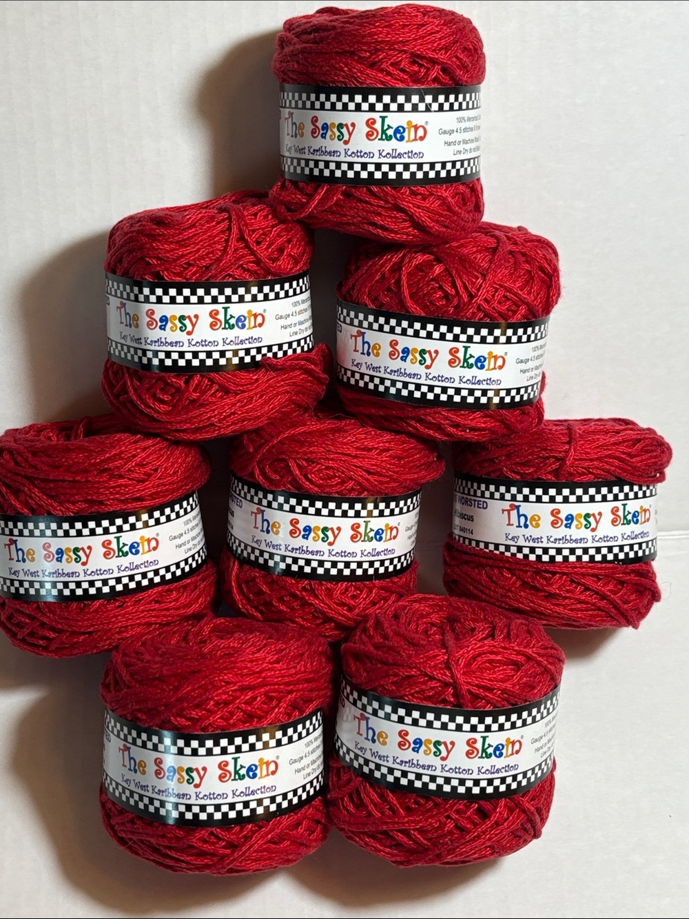 Red Cotton Yarn - Vibrant Red 8(Pack)